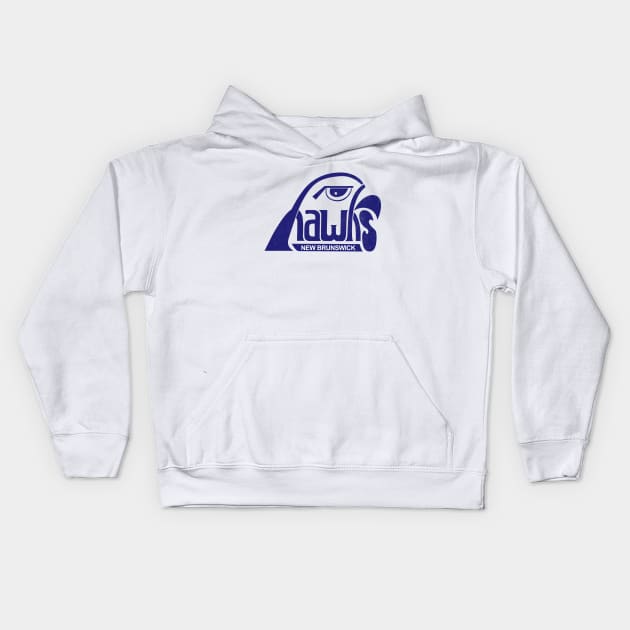 Defunct New Brunswick Hawks Hockey 1982 Kids Hoodie by LocalZonly